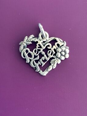 Heart Flowers Best Friend Sterling Silver Jewelry Charm #love #friend #heart